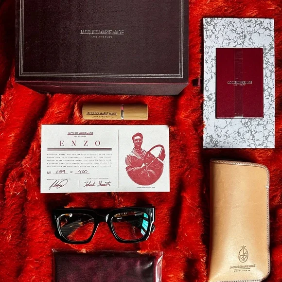 Jacques Marie Mage Men’s Black Thick-Rimmed Glasses with tortoiseshell arms - Picture 12 of 16